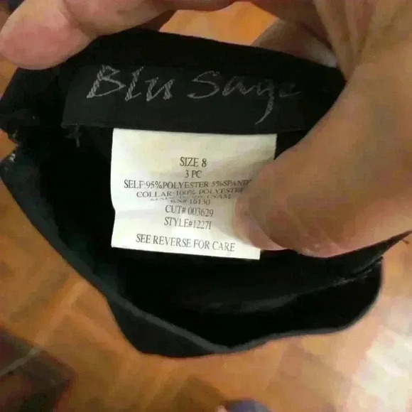 Vtg Blue Sage Black Unlined Pencil Skirt Back Slit Women 8 - Picture 5 of 8